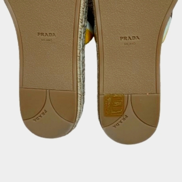 PRADA Zigzag Saffiano Leather Sandals Womens Platform Espadrille Slide Size 39 - Picture 15 of 16